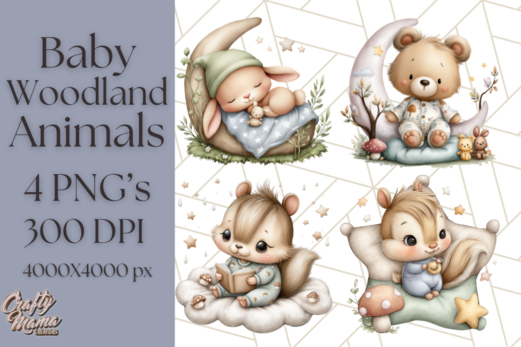 Woodland Nursery Baby Animals Clipart, Cute Animals Png