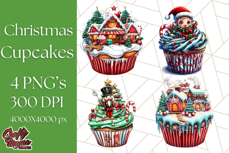Christmas Cupcake PNG Clipart, Cute Food PNG, Holiday Treat