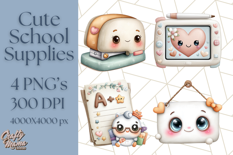 Simple School Supplies Clipart, Cute Classroom PNG