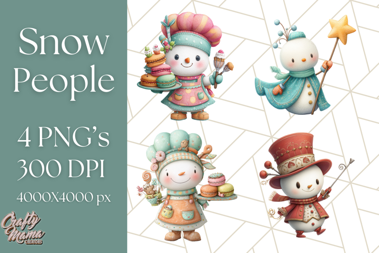 Snowman Family Clipart PNG Winter Holiday Art