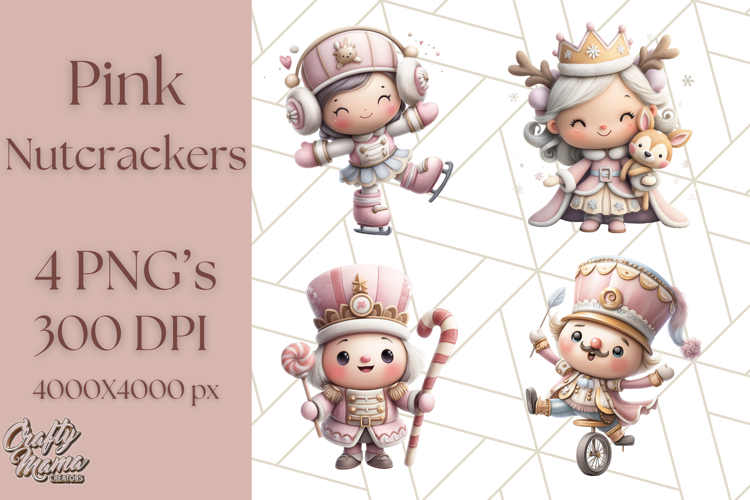 Playful Pink Nutcracker PNG, Pastel Christmas Clipart