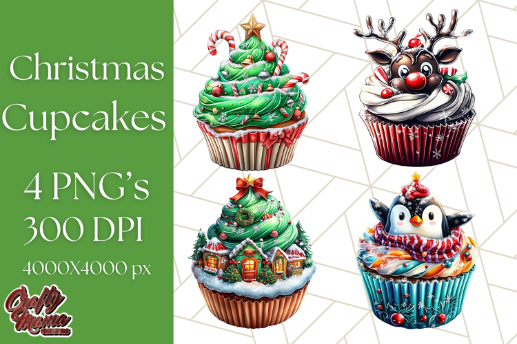 Christmas Cupcake PNG Clipart, Cute Food PNG, Holiday Treat example image 1
