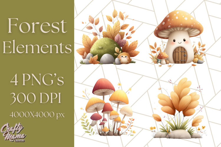 Woodland Forest Scene PNG Clipart, Fall Nature Elements example image 1