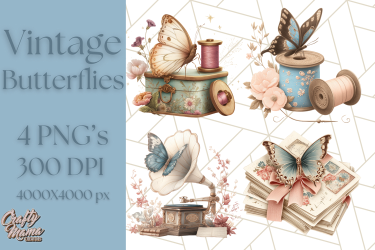 Vintage Butterfly PNG Clipart, Fairytale Cottagecore Images