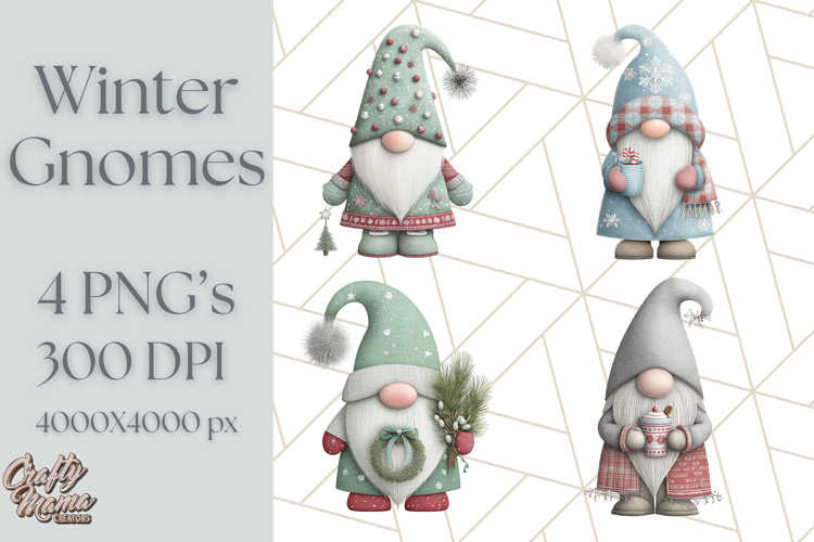 Cozy Winter Gnome Clipart PNG, Christmas Gnome Clip Art