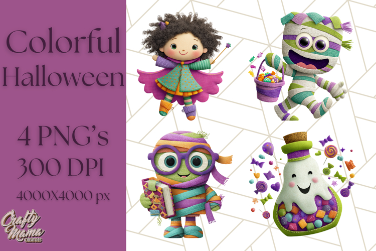 Colorful Halloween Clipart PNG, Cute Kids & Candy Clip Art