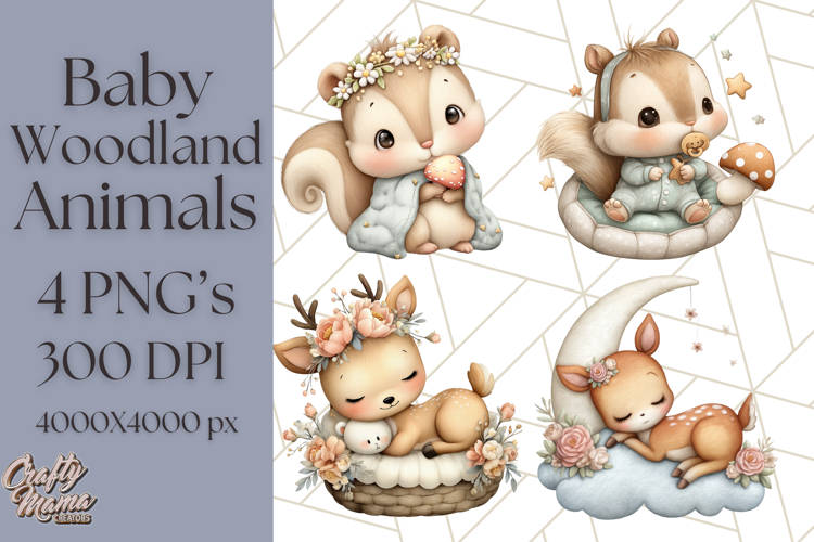 Woodland Nursery Baby Animals Clipart, Cute Animals Png