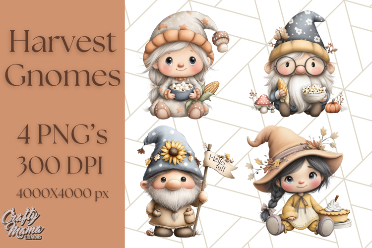Fall Gnome Clipart PNG Cute Thanksgiving Gnomes