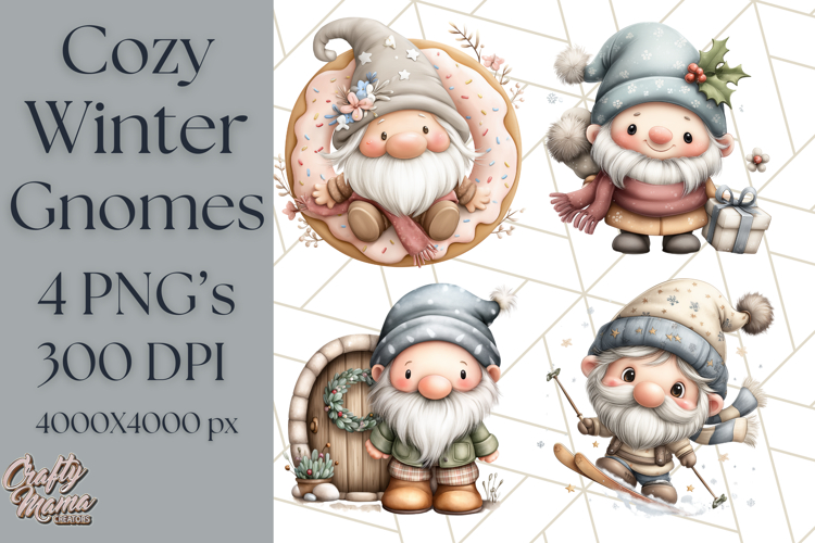 Watercolor Winter Gnome Clipart, Cute Gnome Christmas PNG