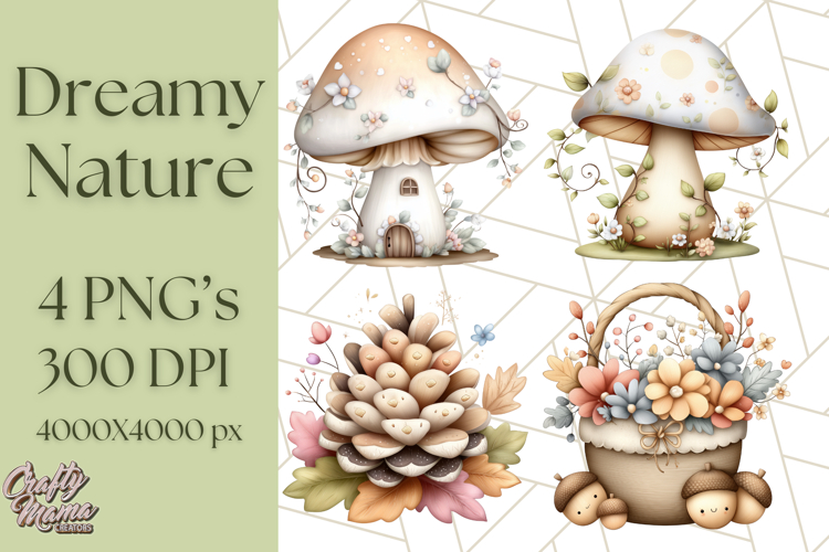 Dreamy Nature Clipart PNG, Whimsical Forest Elements
