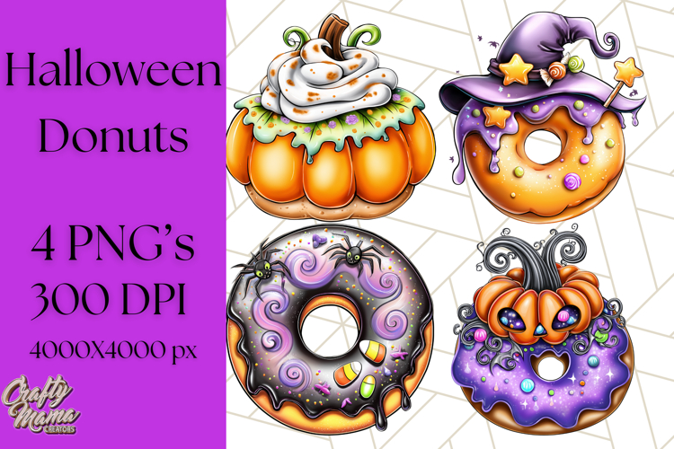Halloween Donut Clipart PNG, Cute Spooky Doughnut Art