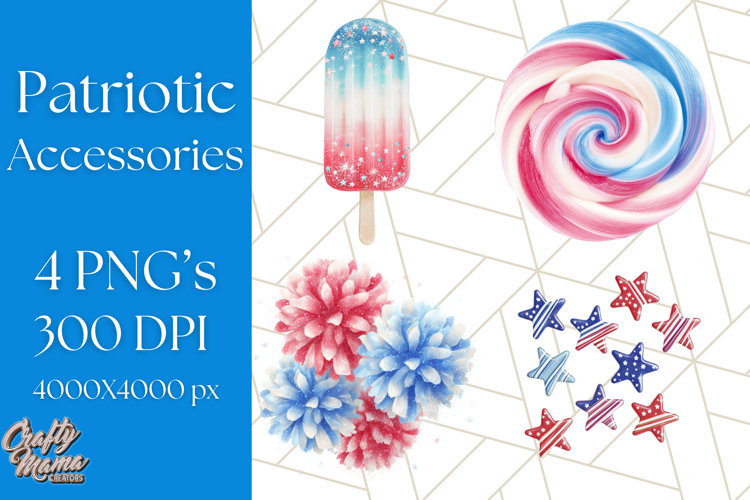 Patriotic Accessories Clipart PNG for 4th of July