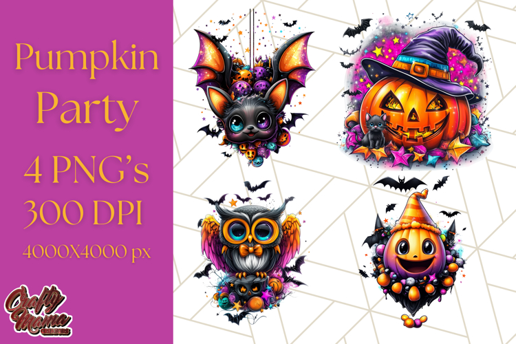 Pumpkin Party Halloween Clipart PNG, Cute Spooky Elements