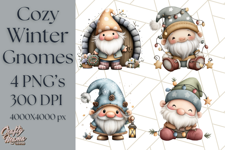 Watercolor Winter Gnome Clipart, Cute Gnome Christmas PNG