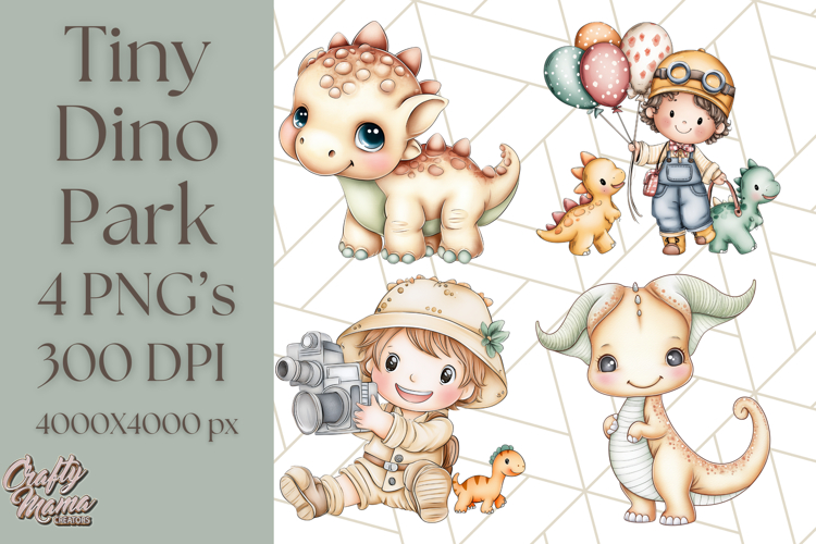 Cute Cartoon Dinosaur Clipart PNG, Prehistoric Animals PNG