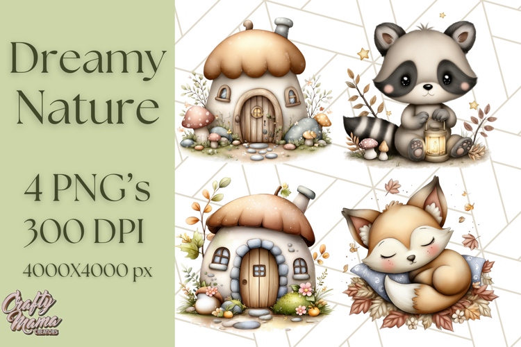 Dreamy Nature Clipart PNG, Whimsical Forest Elements