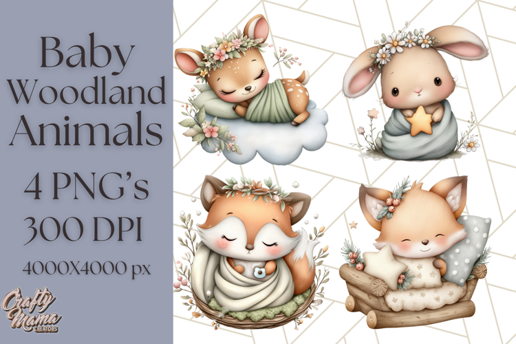 Woodland Nursery Baby Animals Clipart, Cute Animals Png