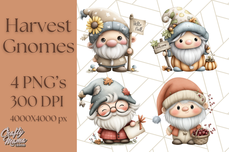 Fall Gnome Clipart PNG Cute Thanksgiving Gnomes