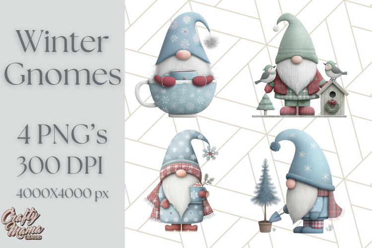 Cozy Winter Gnome Clipart PNG, Christmas Gnome Clip Art