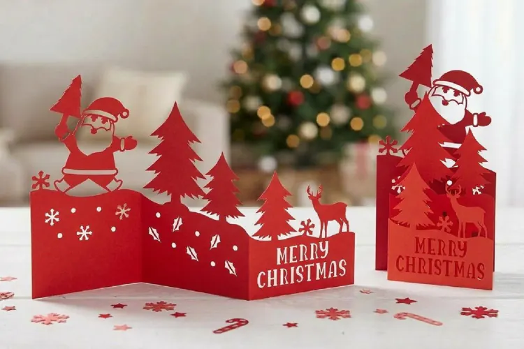 Christmas Accordion folded Card papercut