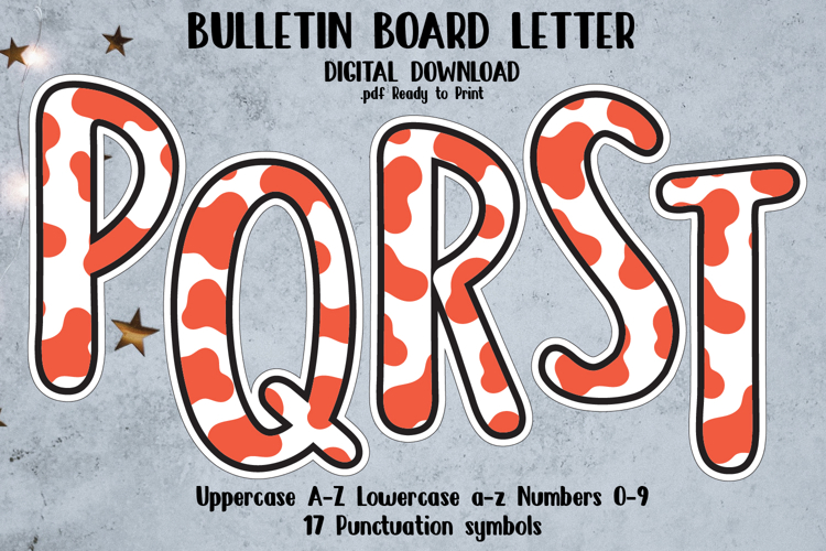 Bulletin Board Alphabet Letters Ready to Print - Cow Pattern