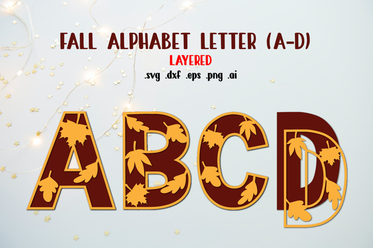 Fall Letters A-D Layered cut Files