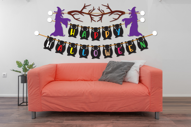 Halloween Banner Laser cut, Home Decor Lasercut, Wall Art