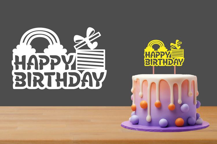 Happy Birthday Cut files, Birthday Cake Topper