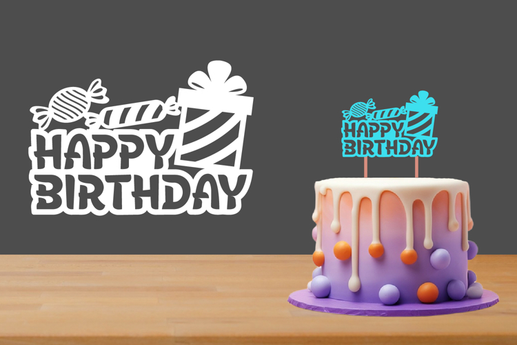 Happy Birthday Cut files, Birthday Cake Topper