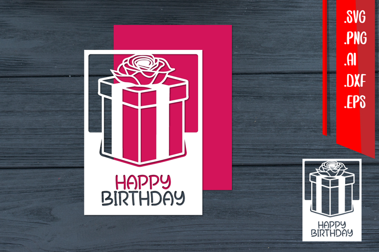Birthday Template, Happy Birthday, Gift Box, Birthday Card