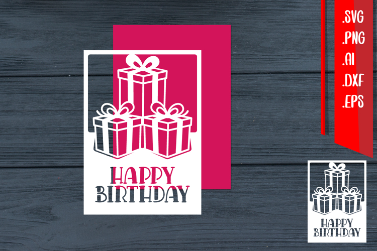 Birthday Card, Birthday Template, Happy Birthday, Gift Box