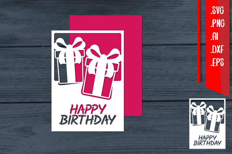 Birthday Card, Birthday Template, Happy Birthday, Gift Box