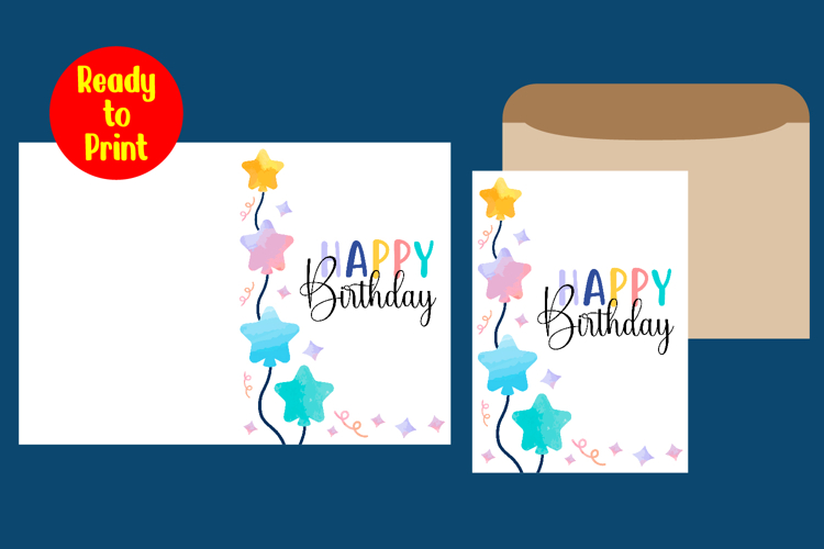 Watercolor Birthday Card Printable With Envelope