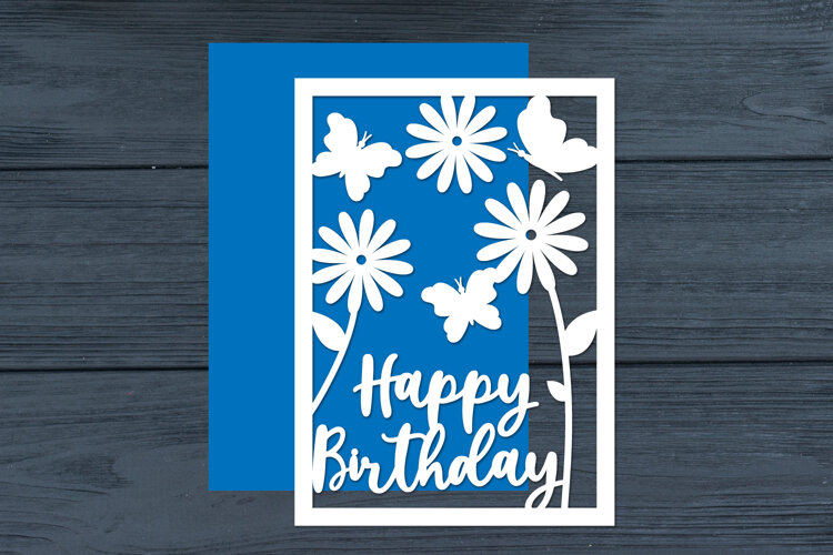 Happy Birthday Flowers Cut files example image 1