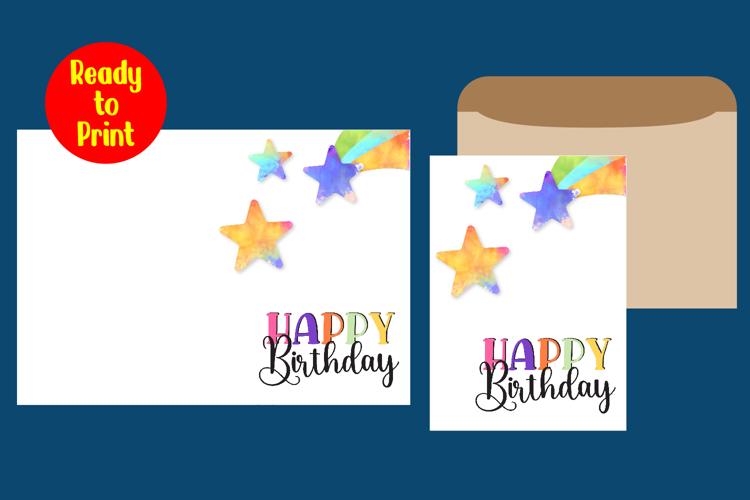Watercolor Birthday Card Printable With Envelope