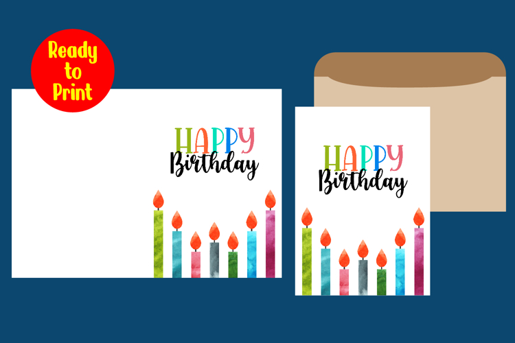 Watercolor Birthday Card Printable With Envelope