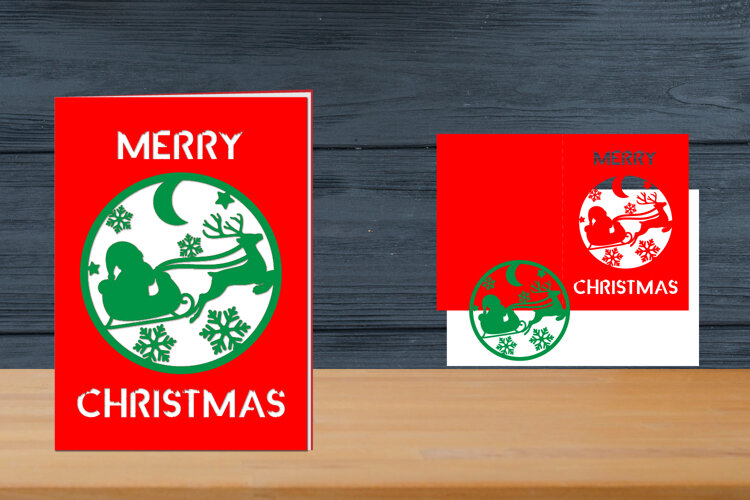 Christmas Papercut Card, Christmas Card Template example image 1