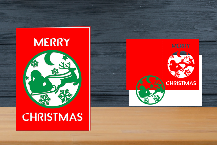 Christmas Papercut Card, Christmas Card Template