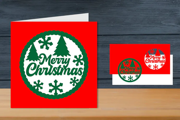 Merry Christmas Cards papercut Template
