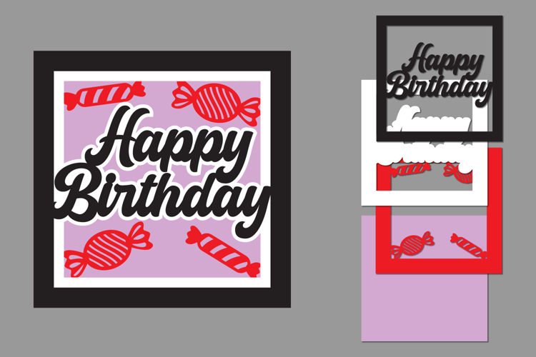 Happy Birthday Layered Papercut, Birthday Card Layered
