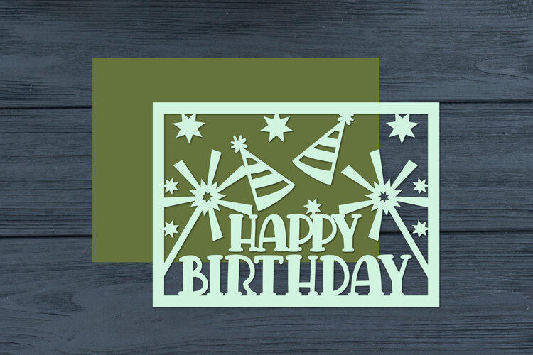 Birthday Papercut Card, Happy Birthday Template example image 1