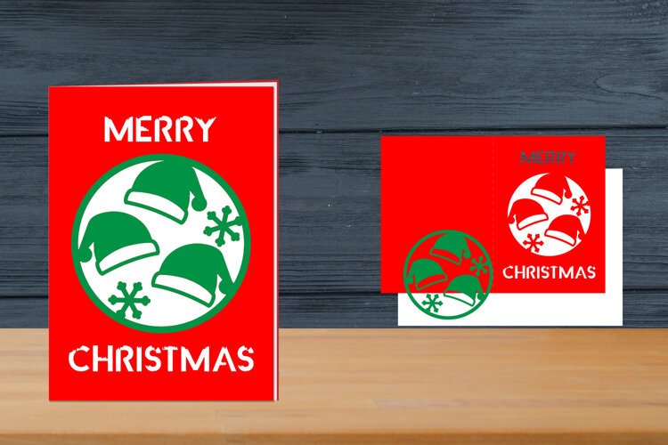 Christmas Papercut Card, Christmas Card Template example image 1