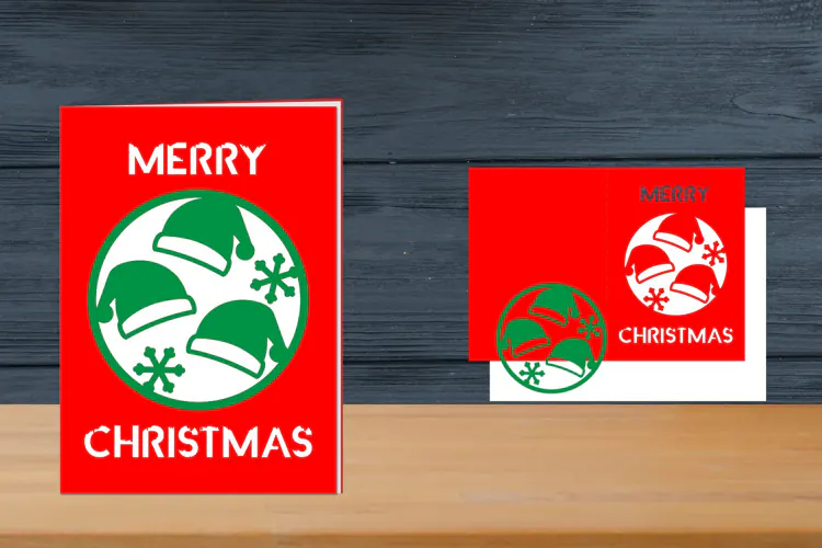 Christmas Papercut Card, Christmas Card Template
