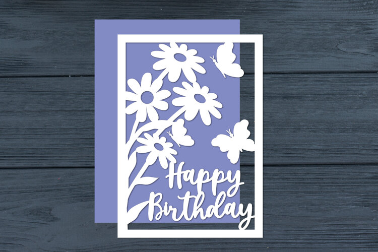 Happy Birthday Flowers Cut files example image 1
