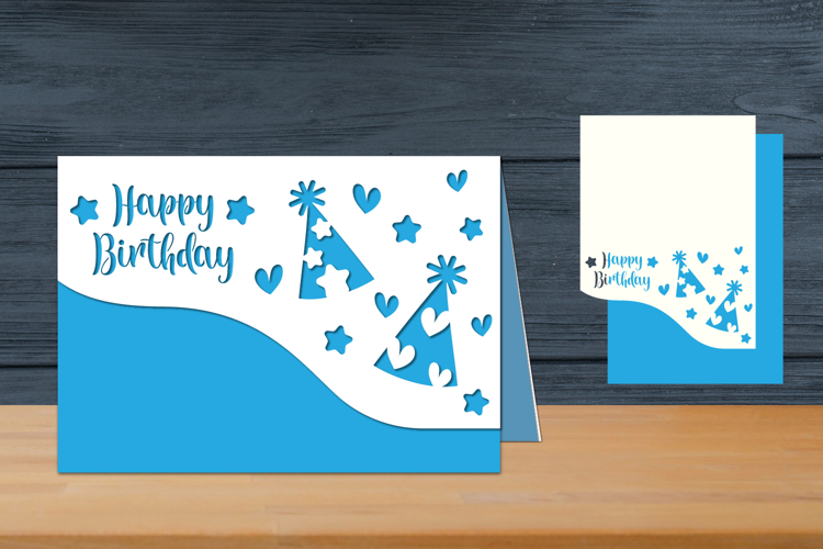 Birthday Card Folded, Happy Birthday Papercut