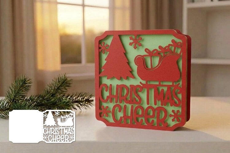 Papercut Christmas Card, Christmas Cheers example image 1