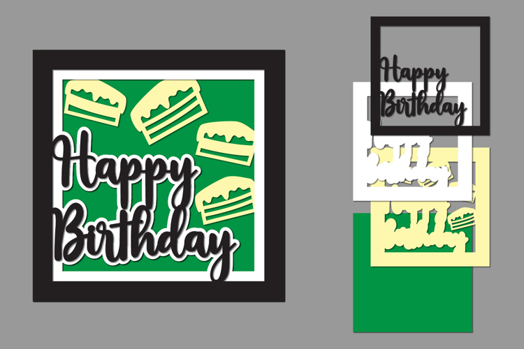Happy Birthday Layered Papercut, Birthday Card Layered