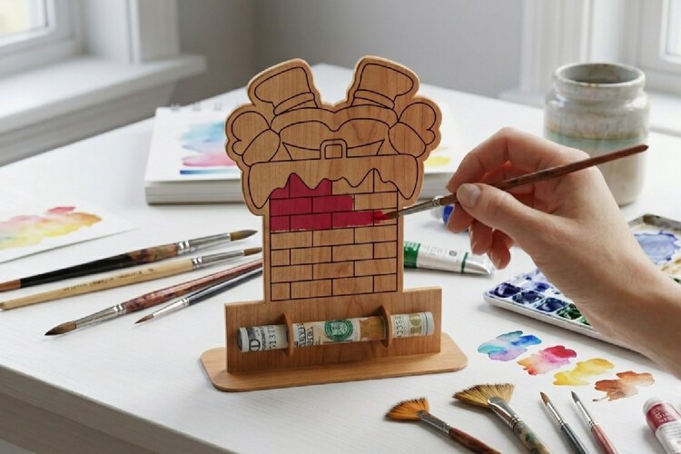Paintable Christmas Money Holder Stand example image 1