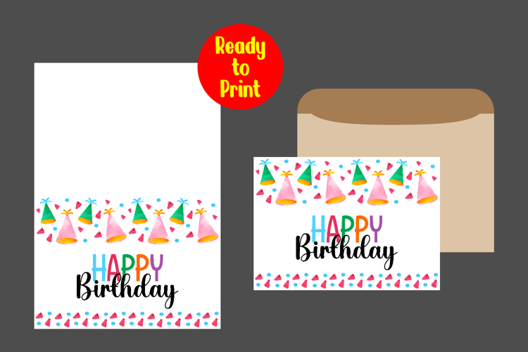 Watercolor Birthday Card Printable With Envelope pdf
