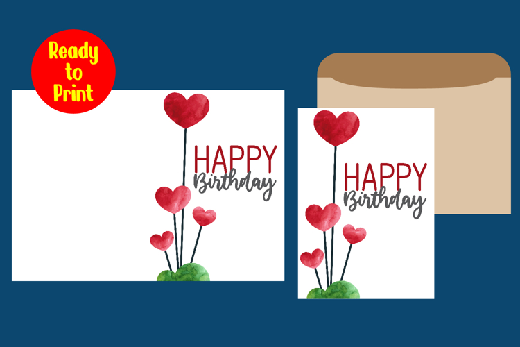 Watercolor Birthday Card Printable With Envelope